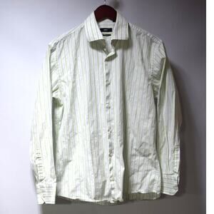 Hugo Boss Green White Striped Button Down Shirt Regular Fit Size Large